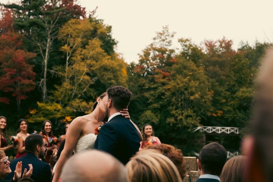 Bride and Groom kissing at wedding
